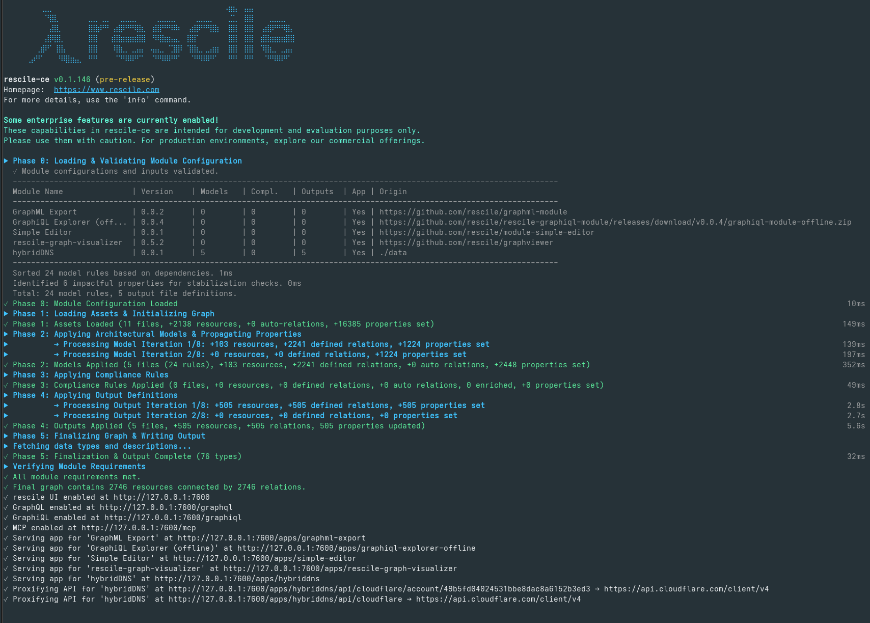 rescile-ce command line screenshot